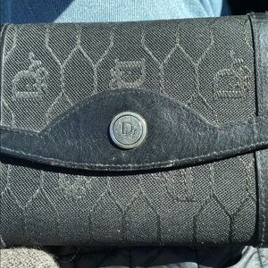 Dior vintage honeycomb Textured Black Wallet